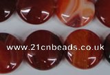 CAG3186 15.5 inches 20mm flat round red line agate beads