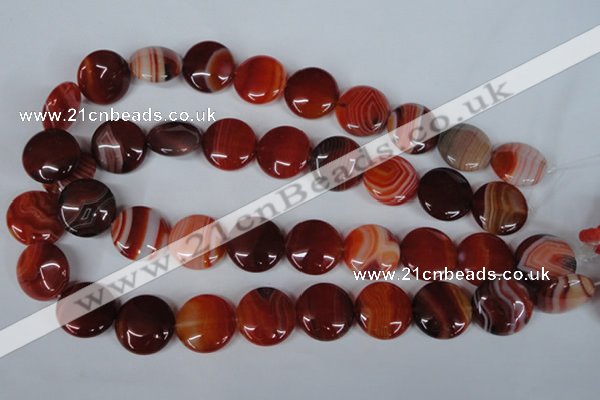 CAG3186 15.5 inches 20mm flat round red line agate beads