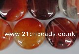 CAG3187 15.5 inches 22mm flat round red line agate beads