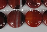 CAG3190 15.5 inches 20mm flat round red line agate beads