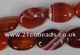 CAG3194 15.5 inches 13*18mm oval red line agate beads