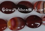 CAG3195 15.5 inches 15*20mm oval red line agate beads