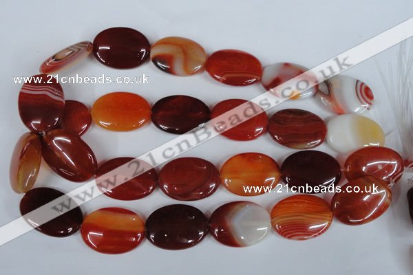 CAG3197 15.5 inches 22*30mm oval red line agate beads