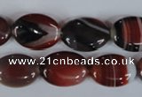 CAG3203 15.5 inches 13*18mm oval red line agate beads