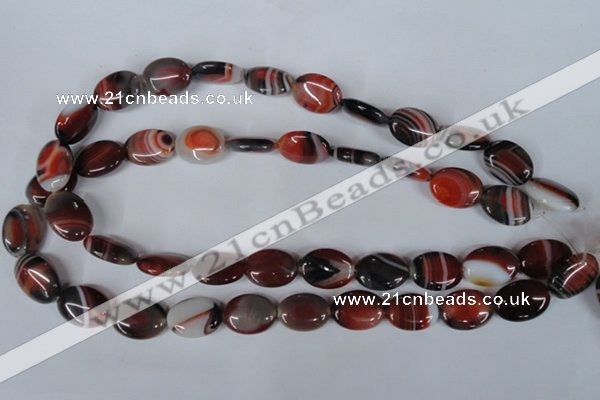CAG3203 15.5 inches 13*18mm oval red line agate beads