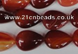 CAG3213 15.5 inches 13*18mm flat teardrop red line agate beads