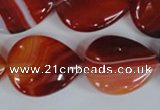 CAG3216 15.5 inches 20*25mm flat teardrop red line agate beads