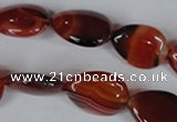 CAG3223 15.5 inches 13*18mm flat teardrop red line agate beads