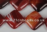 CAG3235 15.5 inches 18*18mm diamond red line agate beads