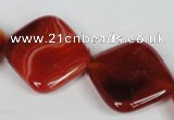 CAG3237 15.5 inches 25*25mm diamond red line agate beads