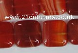 CAG3244 15.5 inches 18*18mm square red line agate beads