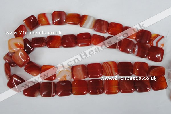 CAG3244 15.5 inches 18*18mm square red line agate beads