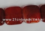 CAG3245 15.5 inches 20*20mm square red line agate beads