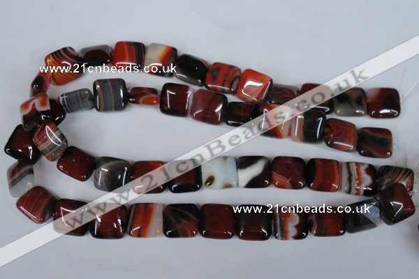 CAG3248 15.5 inches 16*16mm square red line agate beads