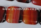 CAG3250 15.5 inches 22*22mm square red line agate beads