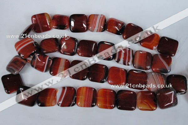 CAG3250 15.5 inches 22*22mm square red line agate beads