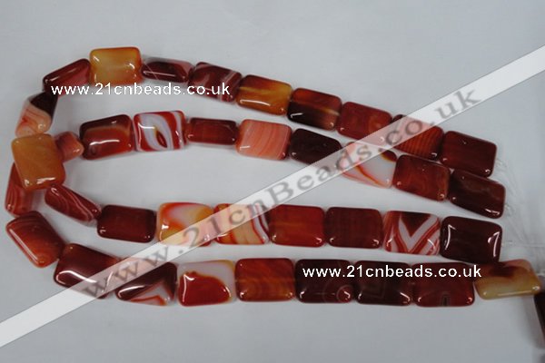 CAG3255 15.5 inches 15*20mm rectangle red line agate beads