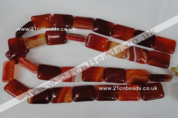 CAG3256 15.5 inches 18*25mm rectangle red line agate beads