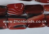 CAG3263 15.5 inches 13*18mm rectangle red line agate beads