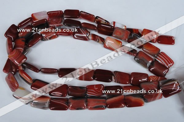 CAG3263 15.5 inches 13*18mm rectangle red line agate beads