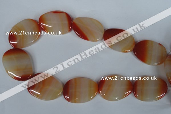 CAG3269 15.5 inches 28*40mm freeform red line agate beads