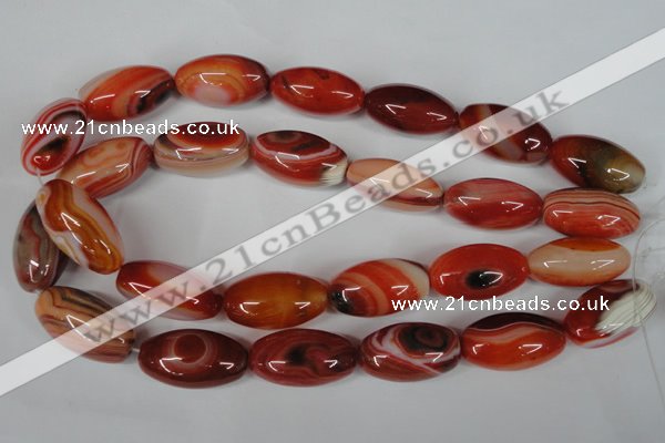 CAG3274 15.5 inches 16*30mm rice red line agate beads