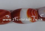 CAG3275 15.5 inches 18*30mm drum red line agate beads