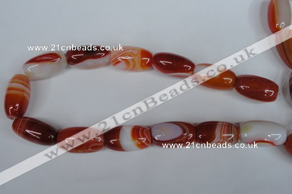 CAG3275 15.5 inches 18*30mm drum red line agate beads