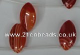 CAG3283 Top-drilled 12*20mm marquise red line agate beads