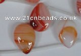 CAG3287 Top-drilled 15*20mm flat teardrop red line agate beads