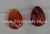 CAG3288 Top-drilled 18*25mm flat teardrop red line agate beads