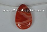 CAG3289 Top-drilled 20*30mm flat teardrop red line agate beads