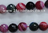 CAG3303 15.5 inches 10mm faceted round colorfull line agate beads