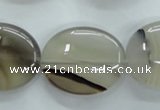 CAG3326 15.5 inches 20*30mm oval natural grey agate beads