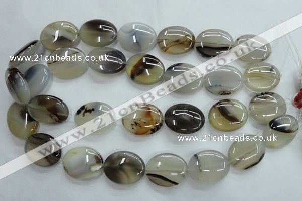 CAG3326 15.5 inches 20*30mm oval natural grey agate beads