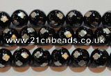 CAG3352 15.5 inches 8mm carved round black agate beads wholesale