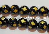 CAG3362 15.5 inches 8mm carved round black agate beads wholesale