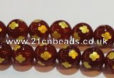 CAG3394 15.5 inches 8mm carved round red agate beads wholesale