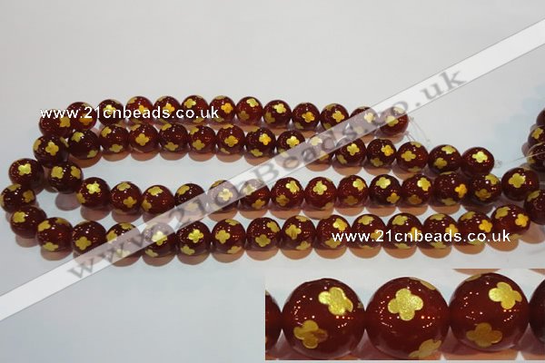 CAG3394 15.5 inches 8mm carved round red agate beads wholesale