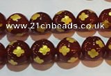 CAG3395 15.5 inches 10mm carved round red agate beads wholesale