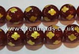 CAG3396 15.5 inches 12mm carved round red agate beads wholesale