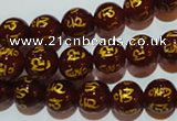 CAG3401 15.5 inches 8mm carved round red agate beads wholesale