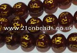 CAG3402 15.5 inches 10mm carved round red agate beads wholesale