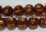 CAG3403 15.5 inches 12mm carved round red agate beads wholesale