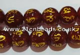 CAG3403 15.5 inches 12mm carved round red agate beads wholesale