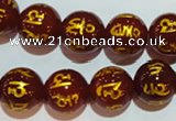 CAG3404 15.5 inches 14mm carved round red agate beads wholesale