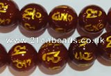 CAG3405 15.5 inches 16mm carved round red agate beads wholesale