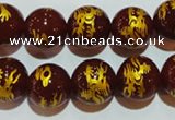 CAG3412 15.5 inches 16mm carved round red agate beads wholesale