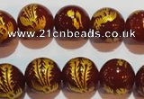 CAG3417 15.5 inches 16mm carved round red agate beads wholesale