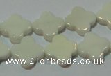 CAG3425 15.5 inches 14*14mm flower white agate gemstone beads